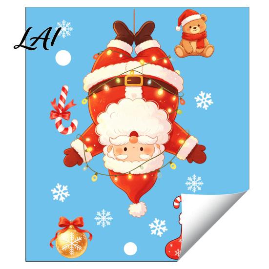 Festive Christmas Wall Art for Party Santa Claus Static Window Clings Glass Stickers with Snowflake Bear Decals Holiday Decor Bell Patterns,