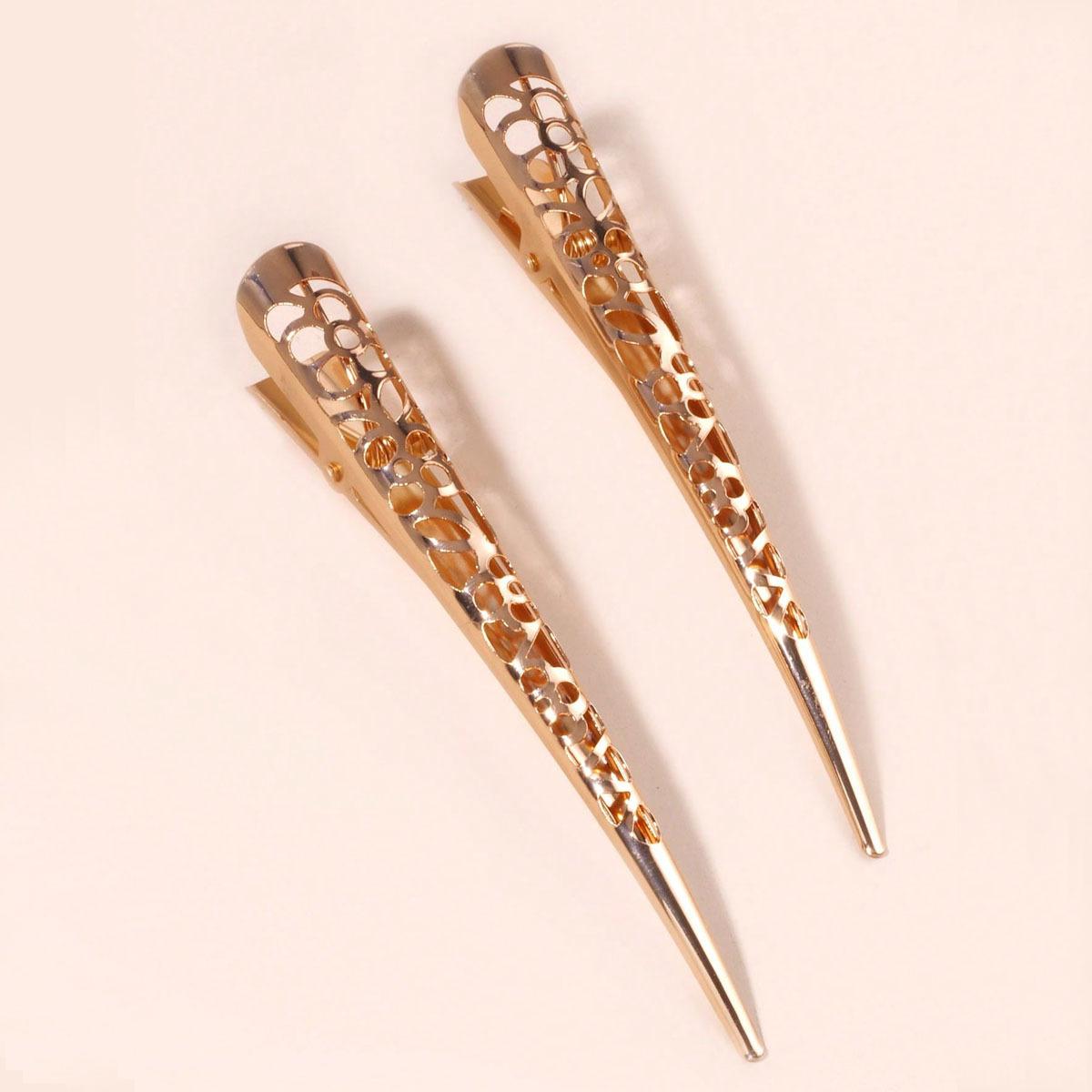 Gold Hollow Out Hair Clips for Women, 2 Pcs Hair Clips Set for Daily Styling One Size золотой