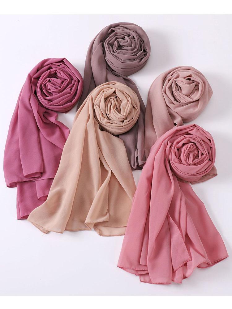 VigoAnne 2025 Middle East Lady Muslim Solid Casual Hijab Shawls Women Plain Scarf Chiffon Islamic Turban Headband 170cm*70cm