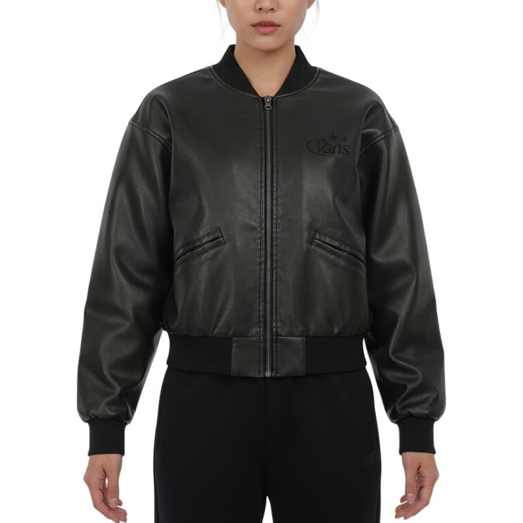 

Vans Galaxy Logo Sports Stand Collar Zip Long Sleeve Jacket Women jackets VN000TJ6BLK S