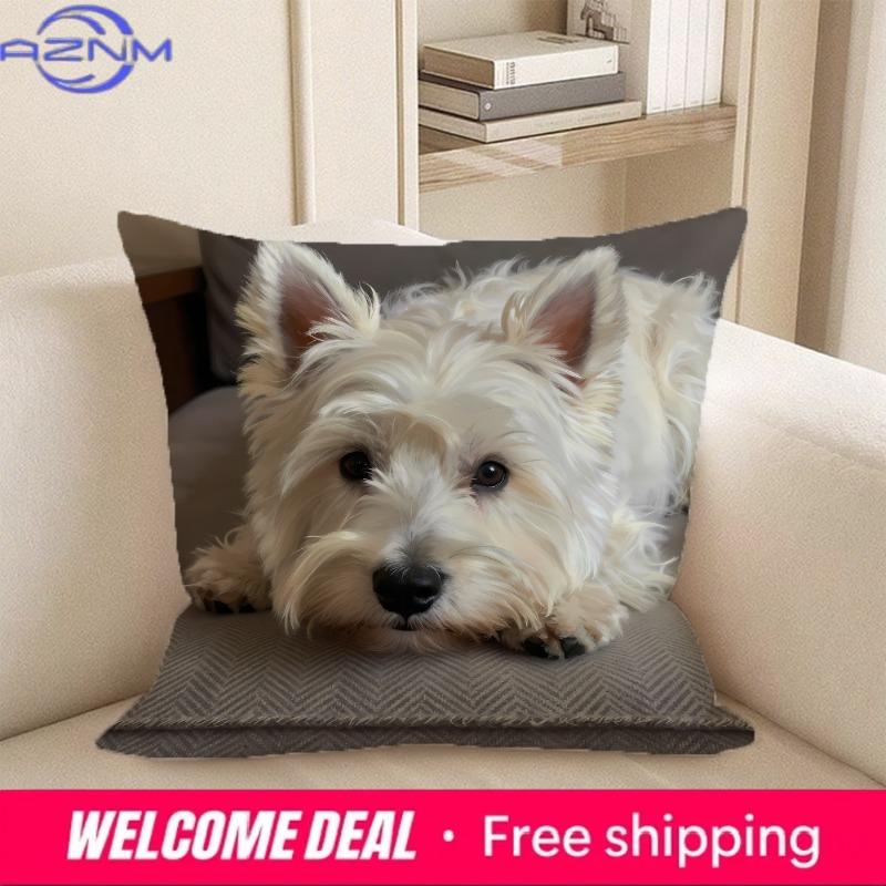 1Pc Adorable Pet-Themed 2D Flat Printing Pillowcases Sofa Cushion Cover Home Bedroom Room Decoration