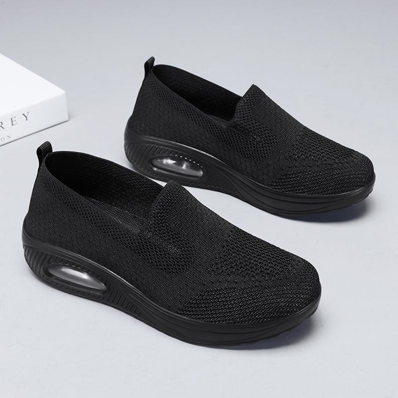 Women Slip on Walking Shoes Air Cushion Sneakers Pink Grey Black Blue Elevator Platform Orthopedic Socks Shoes Plus Size