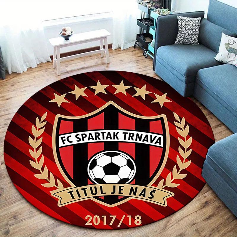 FC Spartak Trnava Round Area Rug,Carpet Rug for Living Room Bedroom Sofa Playroom Decor,Non-slip Floor Mat