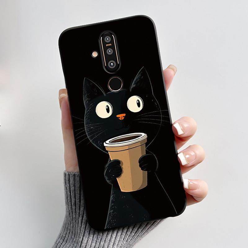 Case For Nokia 8.1 Plus/Nokia X71 Phone Casing Vast Grasslands With Beautiful WildFlowers Pattern Soft Black Anti-Scratch Case