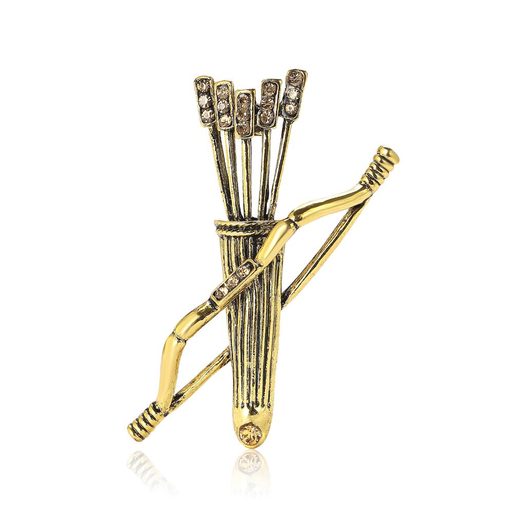 Fashion Creative Alloy Rhinestone Bow And Arrow Brooch Personalized High-End Men'S And Women'S Suit Coat Corsage Jewelry Pin