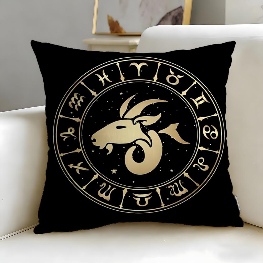 classic theme Twelve Constellation Cushion Cover Soft & Easy-Wash Pillow Case – Versatile for Couch, Bed, Travel and Office