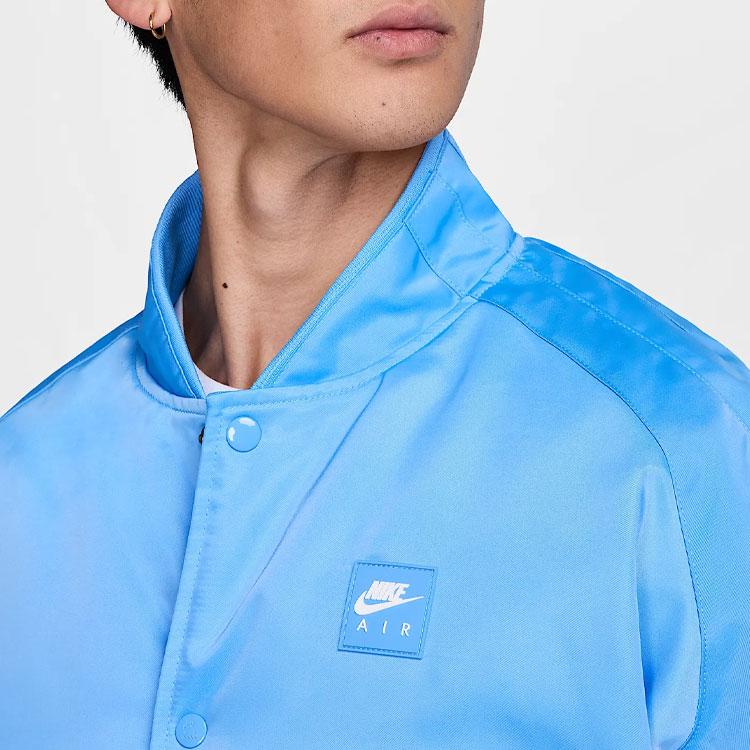 Nike Logo Single Button Pocket Loose Long Sleeve Cotton Jacket Men jackets Blue HJ0302-412