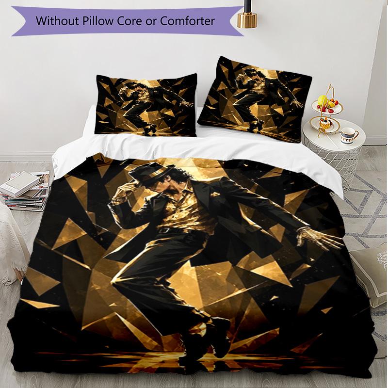 3pcs Duvet Cover Set (1*Duvet Cover + 2*Pillowcase, Without Core), Michael Jackson Print Soft All‑Season Bedding Set, Home Bedroom Decor Gift