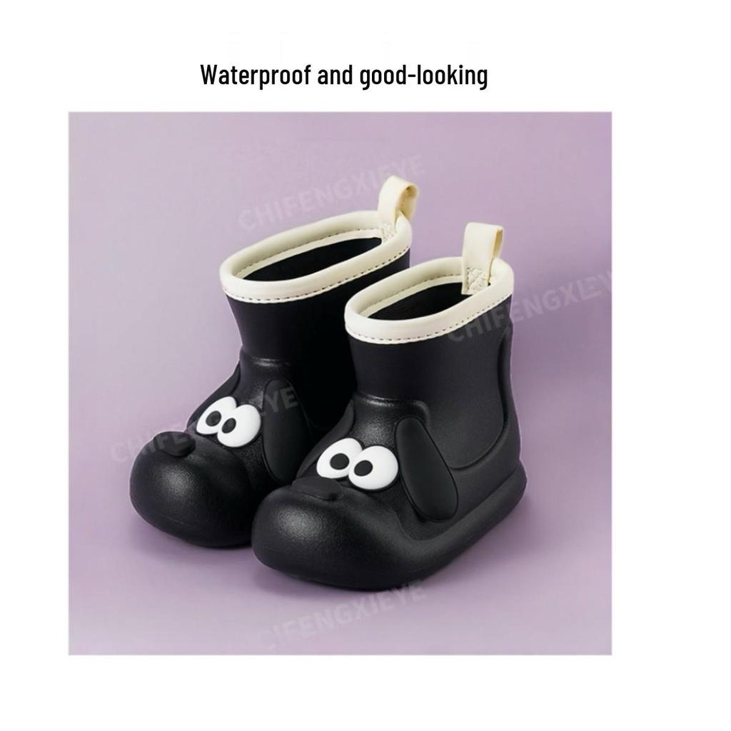 Cartoon Puppy Kids' Rain Boots, Non-Slip Waterproof EVA, Ages 3-6