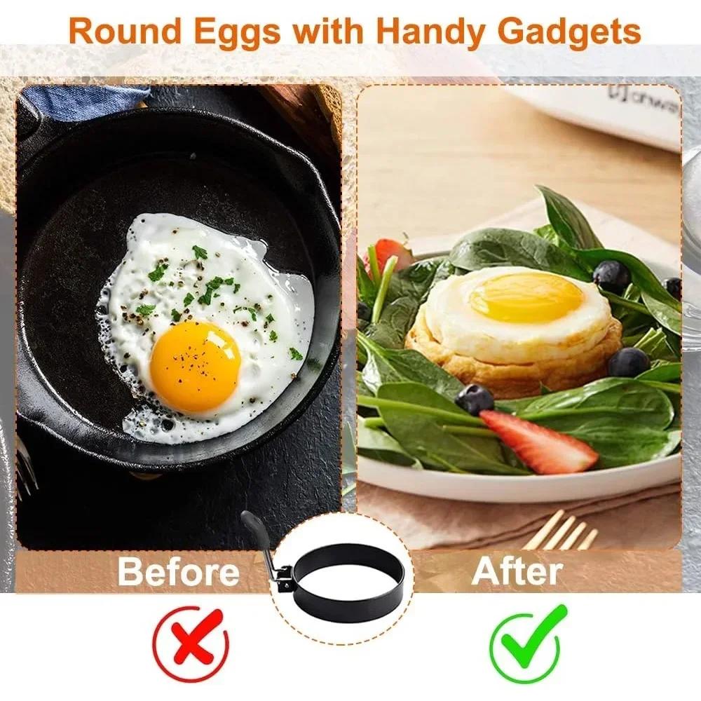 Anello anti-scottatura per friggere le uova, professionale, in acciaio inox, antiaderente, rotondo, stampo per pancake, stampo per cucinare le uova, strumenti per la colazione e i panini