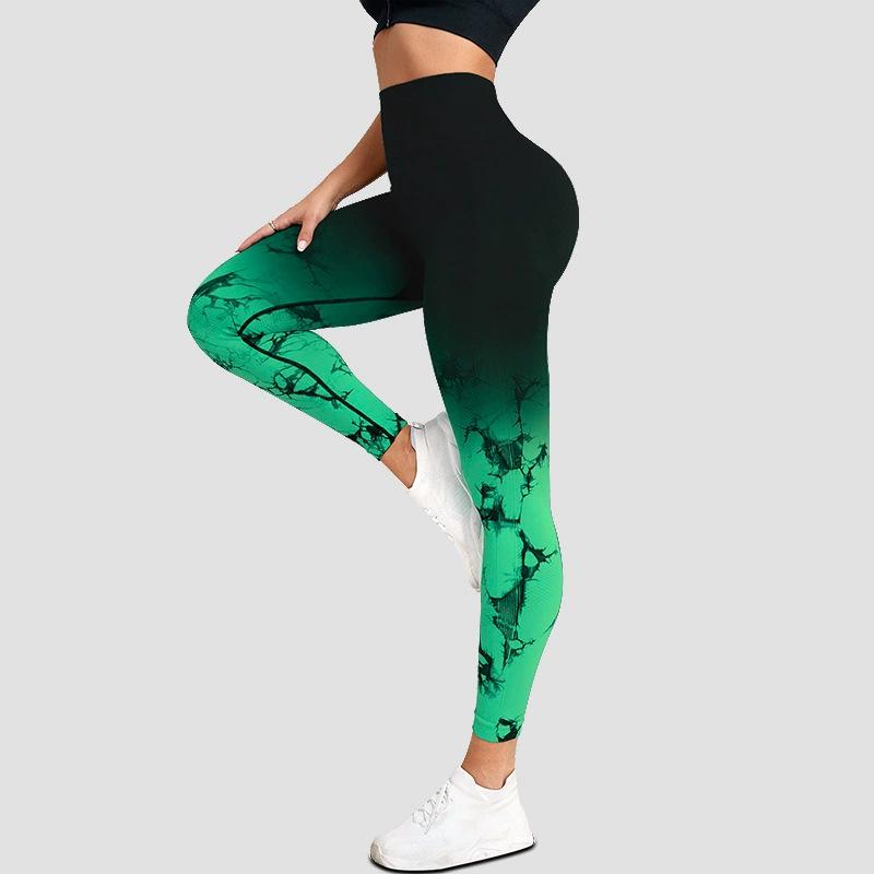 Women's High-Waist Gradient Tie-Dye Yoga Pants - Elastic, Hip-Lifting & Quick-Drying Fitness Wear