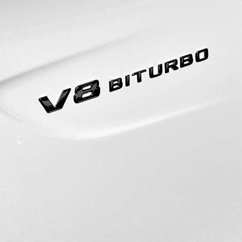 FCUI6 3D Black C63S Logo Letters V8 BITURBO Badge Car Rear Star Sticker Trunk AMG Emblem For Mercedes Benz AMG W205 C205 Accessories
