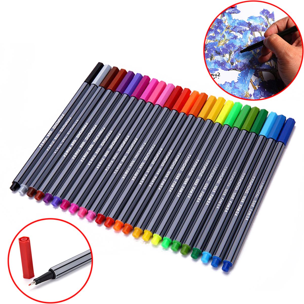 

Pdtoweb 24 Цвета 0.4mm Fineliner ручки Цвет Fineliners Установить искусство живописи маркеры пера