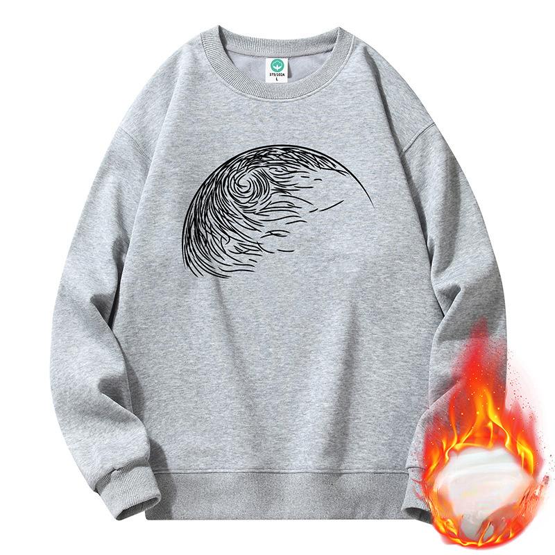 Fleece Thickened Crew Neck Sweater Men's and Women's Tide Loose Pullover New Couple Sweater Men's Spring and Autumn Models