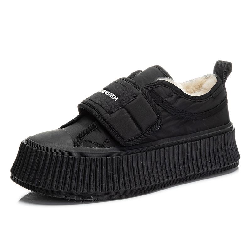 Real rabbit fur biscuit shoes 2025 winter new little white shoes women's casual versatile bread shoes platform loafers women's shoes