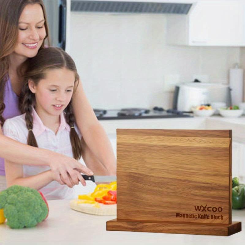 Home Kitchen Double-sided Wooden Magnetic Knife Holder, Multi-functional Storage Knife Holder with Strong Magnets, Magnetic Support