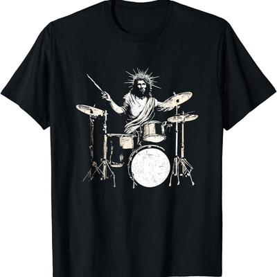 New Limited Jesus Christ Drummer Funny Drum Set Drums Lover T Shirt