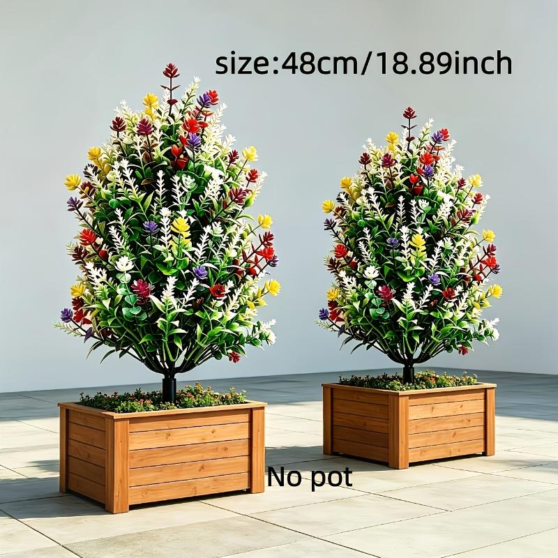 Artificial Multicolor Flower Topiary Stake Lightweight Realistic Waterproof Fake Shrub for Campsite Decor