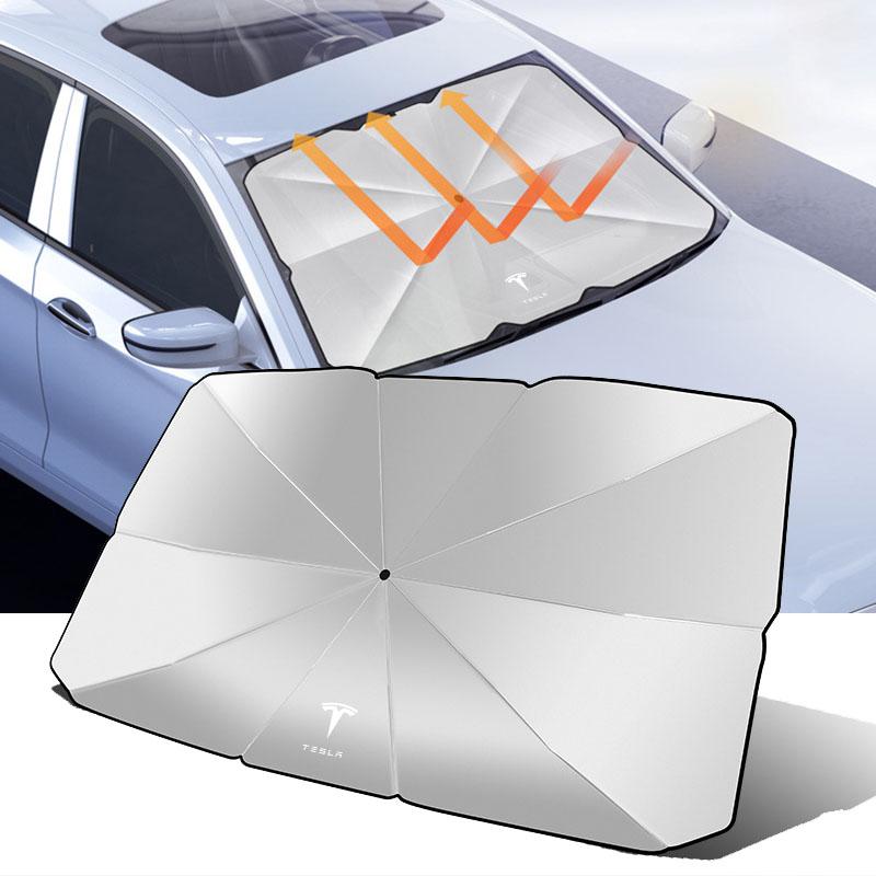 1Pcs Car Windshield Sunshade Umbrella Protector Parasol Foldable For Tesla Model 3 S X Y Style Roadster Invader Coil Mod WYE K80