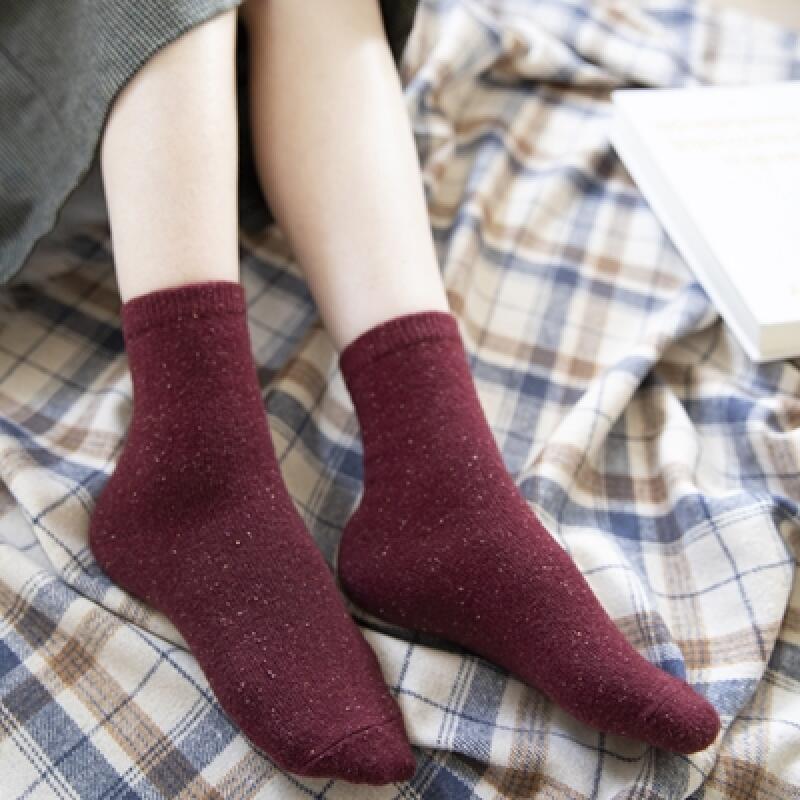 Lambswool Bokashi Socks - Wine 225mm~255mm (for women)