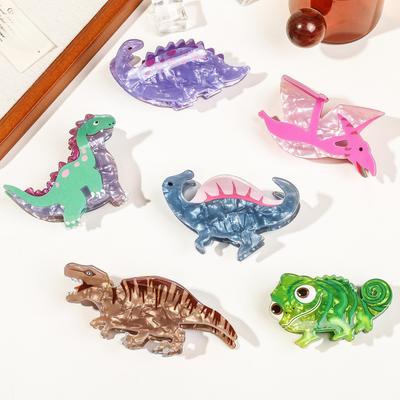 Acrílico Fofo Desenho Animado Dinossauro Garra de Cabelo Mulheres Meninas Simples Kawaii Presilha de Cabelo Parte Traseira da Cabeça Cabelo Tubarão Clipe Estilo Acessórios