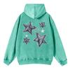 Autumn Womans Washed Hoodies Pentagram And Chain Pattern Prints Streetwears Warm Oversize Cotton Pullovers Clothes