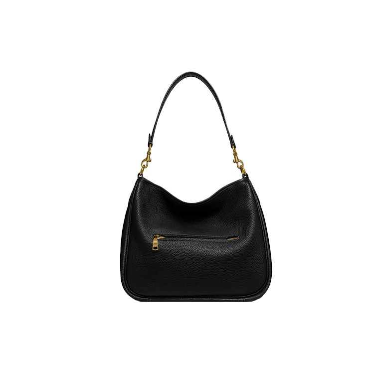 Coach Cary 33 Solid Color Zipper Metal Buckle Classic C Logo Pebble Leather Tote Shoulder Bag Women Bags Black CC435-B4BK