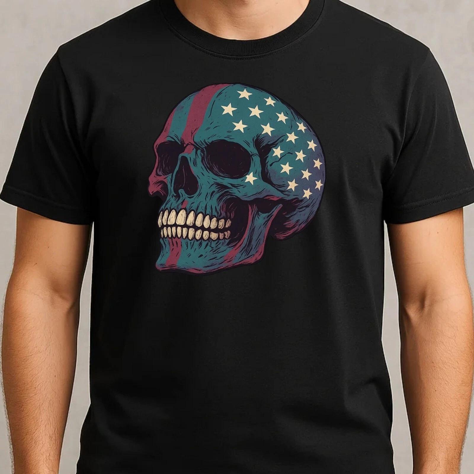 T-Shirt Herren Totenkopf Motiv Baumwolle Größe S bis 5XL S
