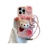 Winter Plush Filipino Button Lanyard Apple 16promax 15pro Fall proof Full Cover 13P Leather Pattern Mobile Phone Case