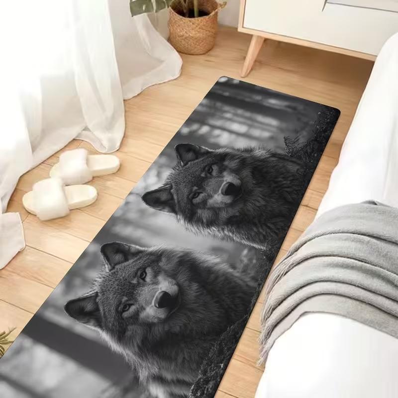Wolf Theme Kitchen Mat Non-Slip Waterproof Floor Rug for Corridor Bedroom Kitchen Nature/Fantasy Style Home Decor Carpet