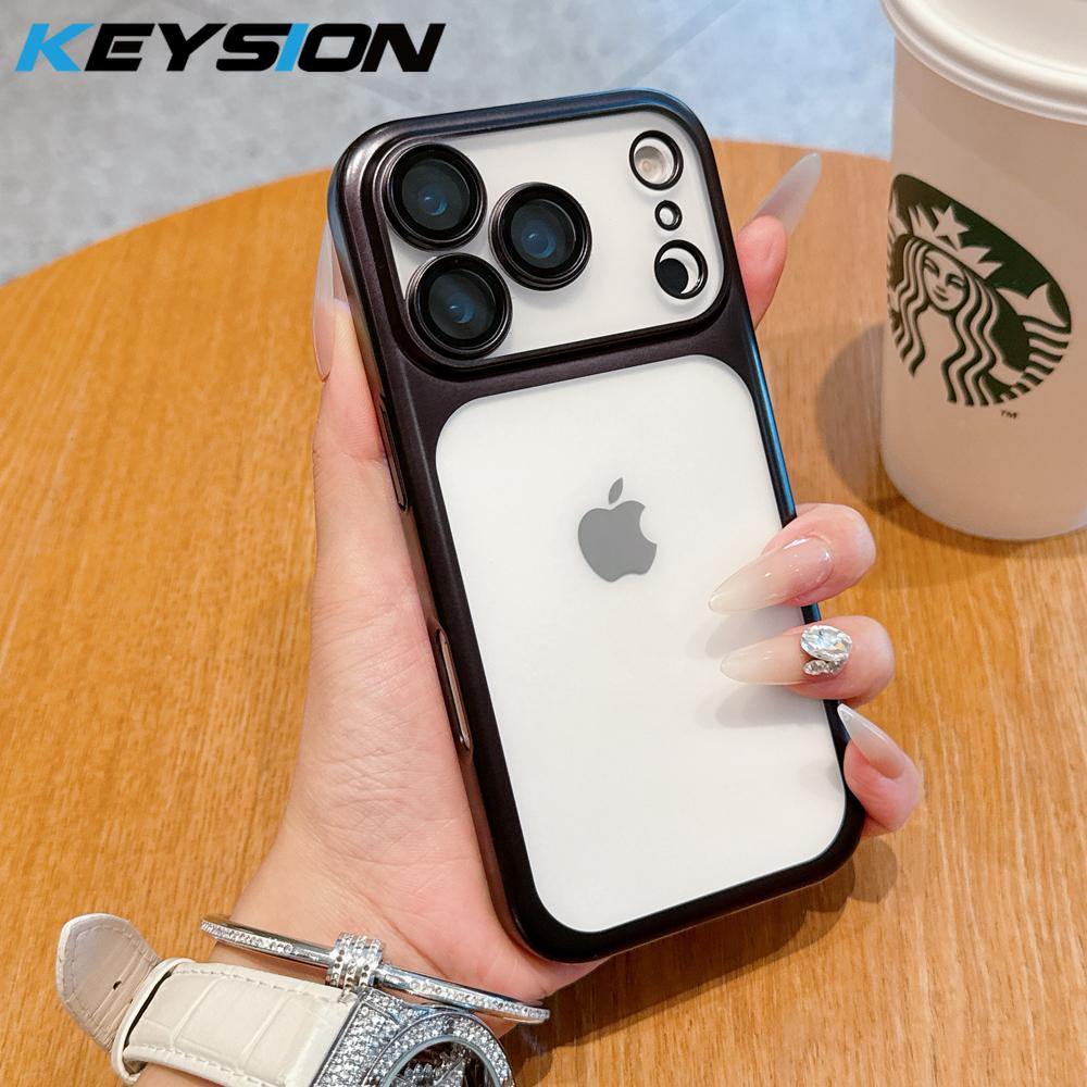 

KEYSION Plating Transparent Matte Phone Case For iPhone 17 Pro Max 17 Air Camera Film Protector Hard PC Clear Shockproof Cover for iPhone 17 чёрный
