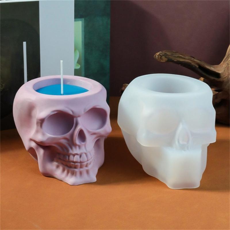 Totenkopf Kerzenständer Form Aromatherapie Behälterform Kerzenhalter Silikonform Teelichtformen Halloween Dekorationen