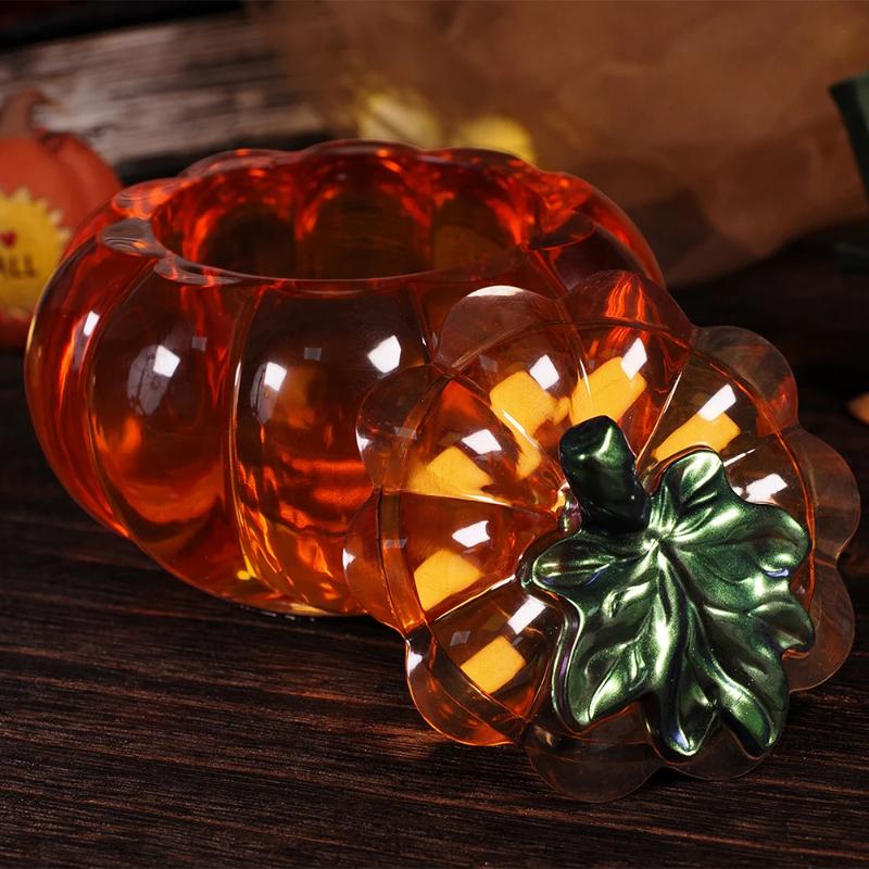 DIY Halloween Pumpkin Storage Jar Box Silicone Mold with Lid Crystal Epoxy Resin Mirror Gypsum Mold Home Decor Gifts