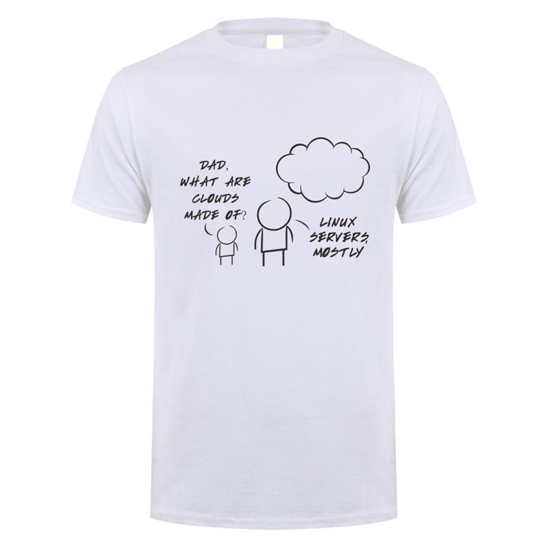 

Linux Servers Mostly Cloud T Shirt Summer Men Short Sleeve Cotton Computer Programmer Tshirt Funny Man T-shirts 4XL