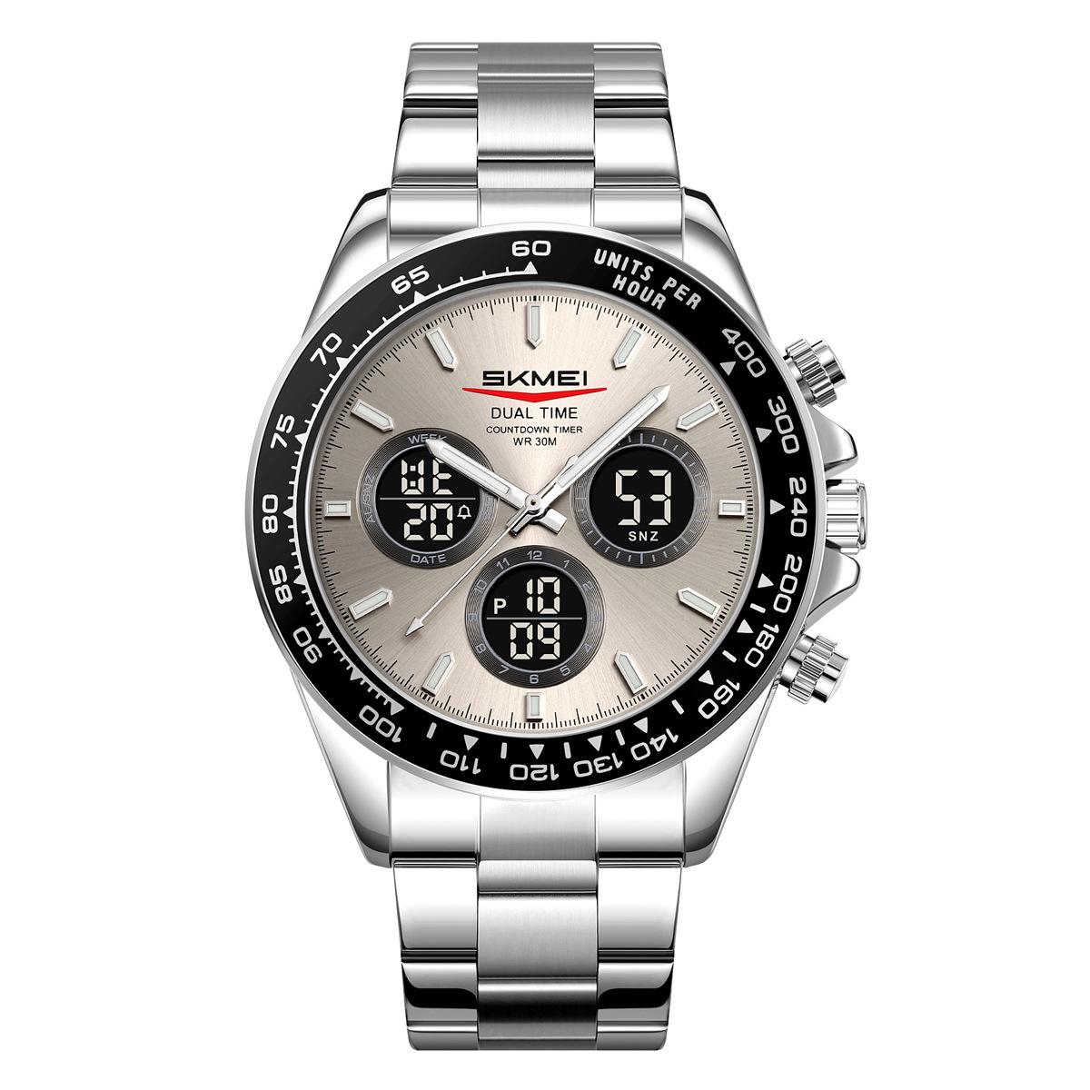 Watch Men s Stainless Steel with Three-eye Timing Business Waterproof Multifunctional Electronic Watch Merchant