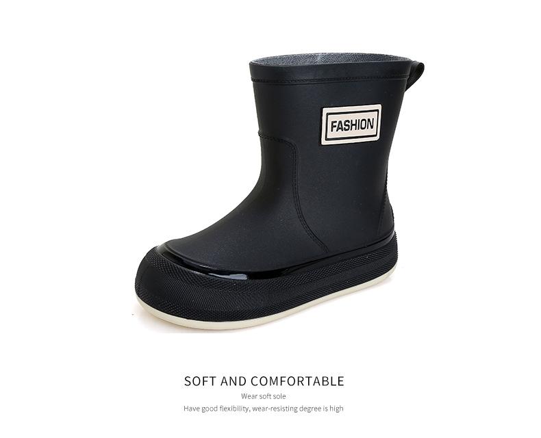 [One piece] water shoes women's medium tube outer wear short rain shoes fashion rain boots thermal rubber shoes water shoes