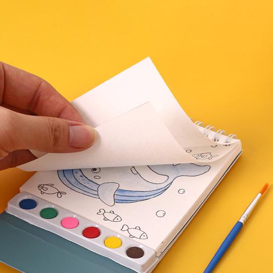 Kreatywny Zestaw do Malowania Arkusze Akwarelowe z 6 Polami Kolorów Ergonomiczny Pędzel Mini Akwarelowy Zeszyt Ćwiczeń Zestaw Podróżny dla Dorosłych Prezent