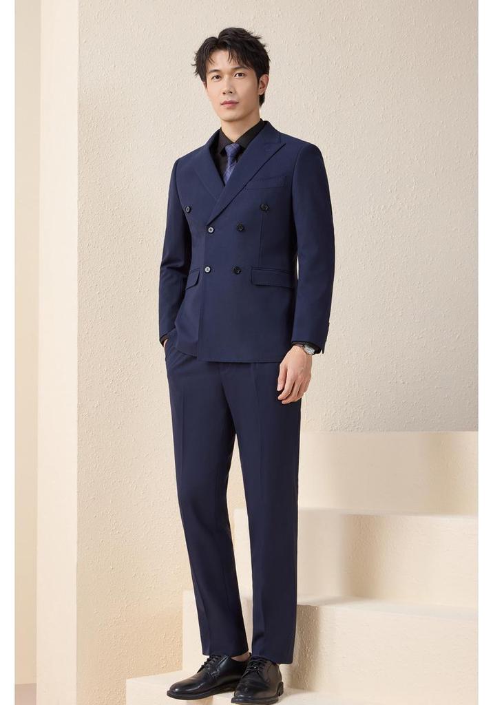 Men's Autumn/Winter Double-Breasted Suit Set - Professional Business Attire for Hotel Managers