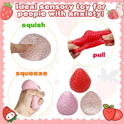 Handmade Strawberry Taba Squishy Toys Kawaii Strawberry Squishies Fidget Toys Strawberry Jelly Squishy Funny Novelty Things