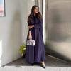 MQ178 Elegant Purple Modest Muslim Cardigan Abaya Long Sleeve Dress