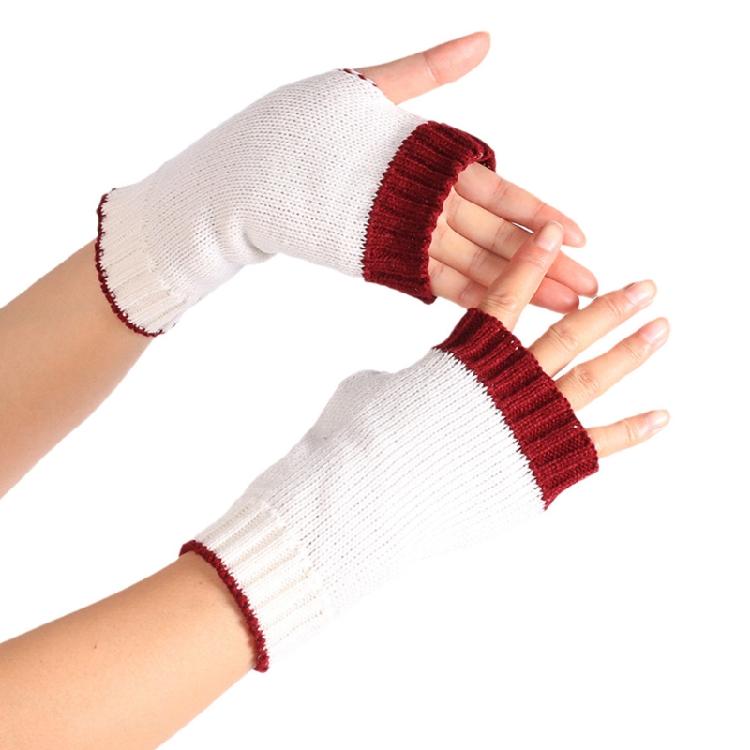 Soft Kid Winter Glove Half-finger Knit Color Matching Mitten for Winter Supplies