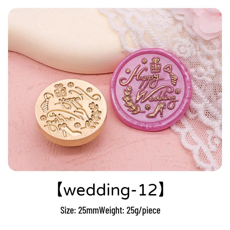 Wedding Series Round Wax Seal Stamp Head - Copper Handmade Letter Sealing