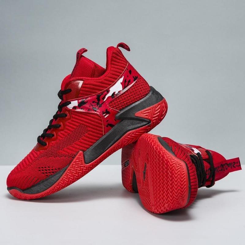 Basketball shoes spring and autumn breathable fly-woven surface lace-up platform sports shoes outdoor casual running men's shoes