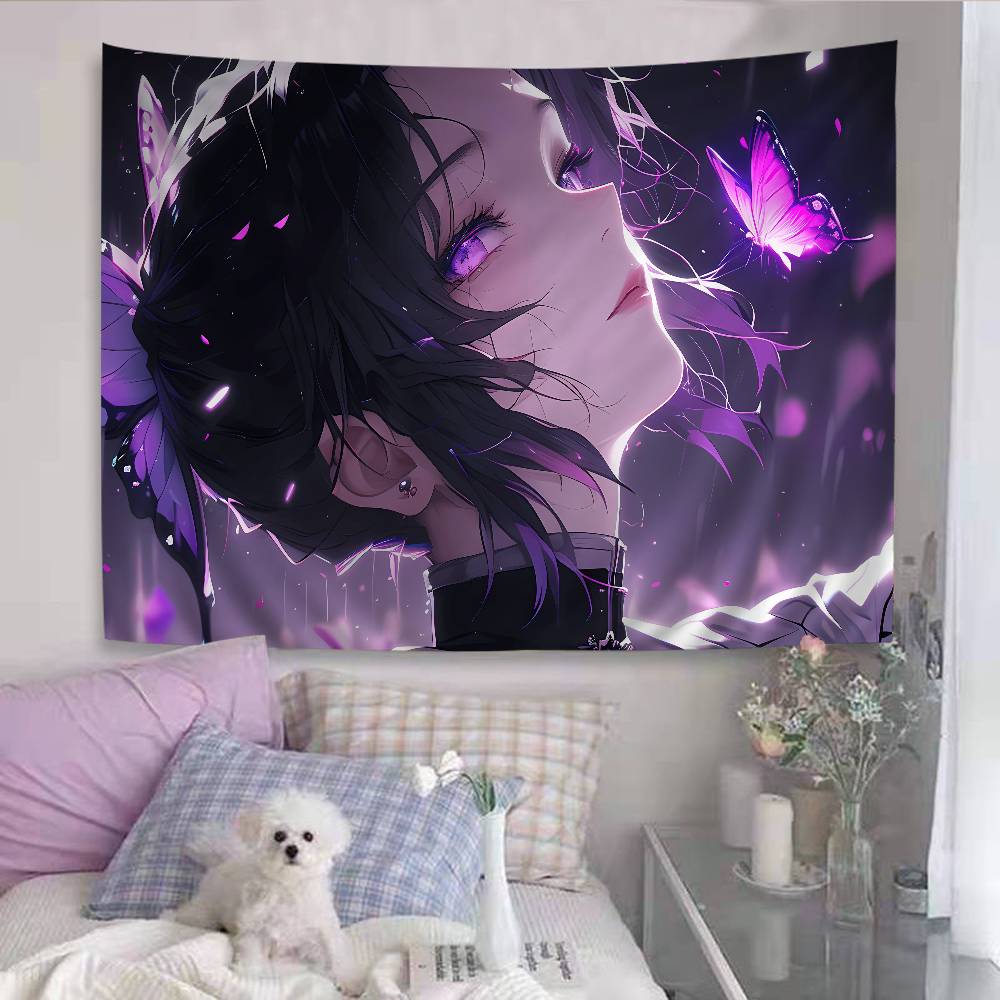 Kochou Shinobu Demon Slayer Anime Tapestry Hanging Tarot Hippie Wall Rugs Dorm Wall Hanging Sheets