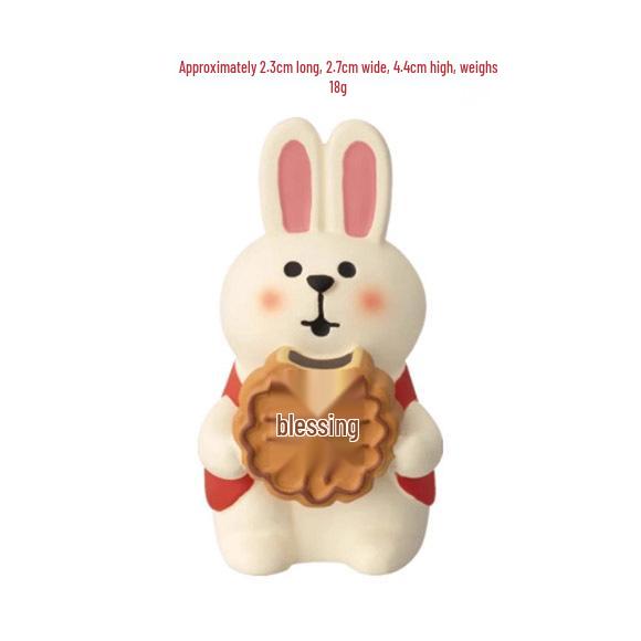 Mondfest Japanische Katze & Hase Figur Mondkuchen-Box Harz Dekor Geschenkset