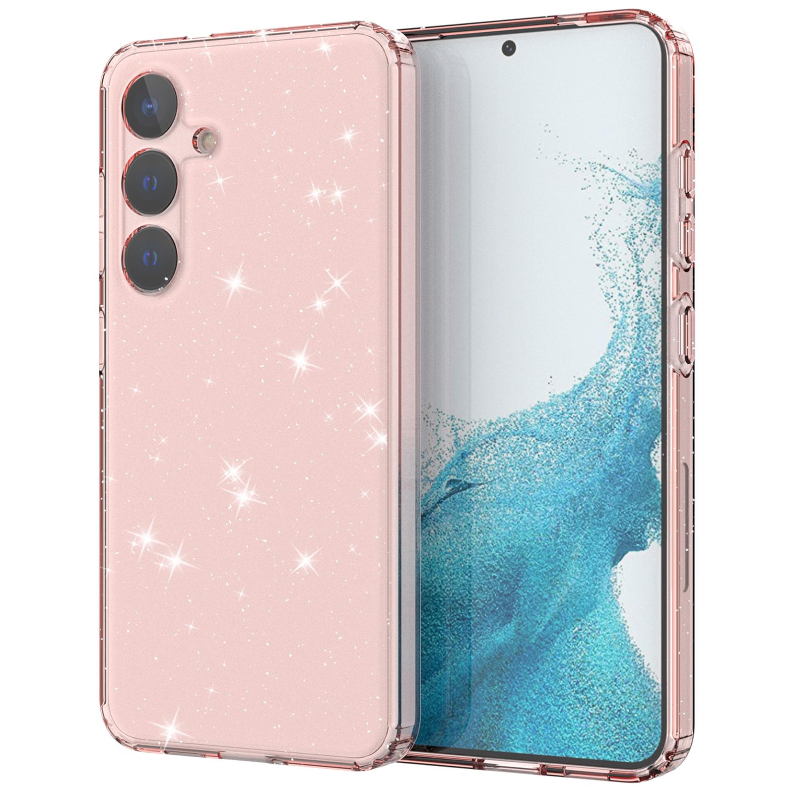

For Samsung Galaxy S24 TPU Case Glitter Clear Phone Back Cover Transparent Pink