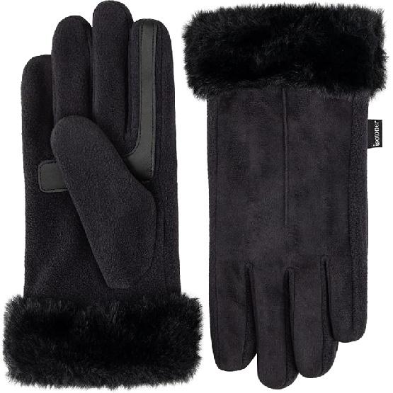 isotoner womens Water Repellent Touchscreen Stretch Mya Faux Fur Cuff Gloves Large-X-Large