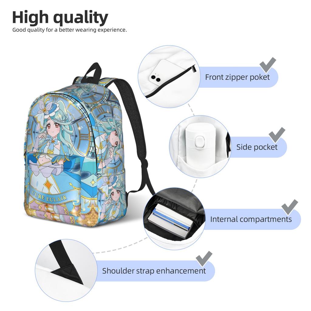 Fashion Pretty Cure Backpack Mochilas Dual-Use Outdoor Retro Washable Rucksack