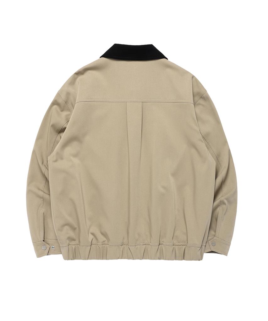 Thevinylhouse Mixed Collar Blouson Jacket Beige