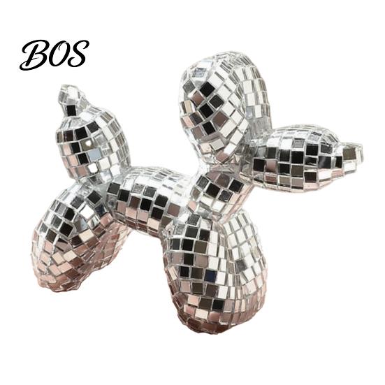 Reflective Mosaic Dog Disco Ornament, Maximalist Balloon Statue for Mom & Dad, Aesthetic Trendy Ball Decor, Preppy Apartment Home Cute Room серебряный